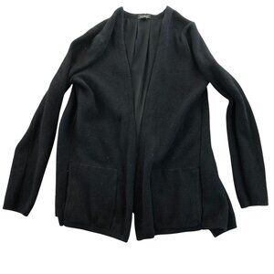 Lucky Brand Women's Cardigan Sweater Small Black Open Front Long Sleeve